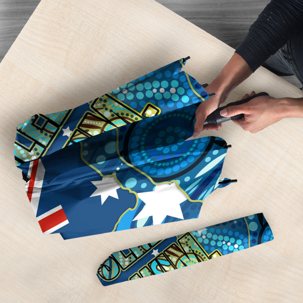 Australia National Swimming Team Umbrella Aboriginal Dot Art Ocean Wave Pattern