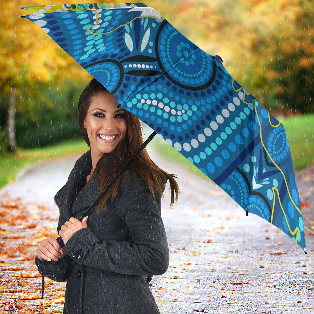 Australia National Swimming Team Umbrella Aboriginal Dot Art Ocean Wave Pattern