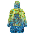 Australia National Swimming Team Wearable Blanket Hoodie Aboriginal Dot Art Ocean Wave Pattern