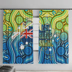 Australia National Swimming Team Window Curtain Aboriginal Dot Art Ocean Wave Pattern