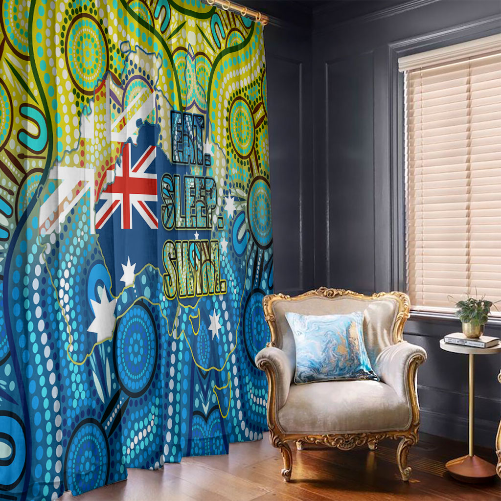Australia National Swimming Team Window Curtain Aboriginal Dot Art Ocean Wave Pattern