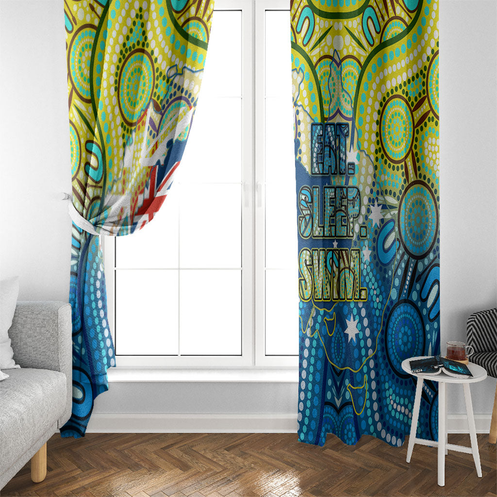 Australia National Swimming Team Window Curtain Aboriginal Dot Art Ocean Wave Pattern