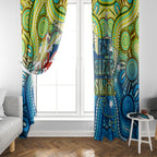 Australia National Swimming Team Window Curtain Aboriginal Dot Art Ocean Wave Pattern