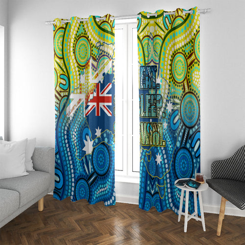 Australia National Swimming Team Window Curtain Aboriginal Dot Art Ocean Wave Pattern