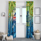 Australia National Swimming Team Window Curtain Aboriginal Dot Art Ocean Wave Pattern