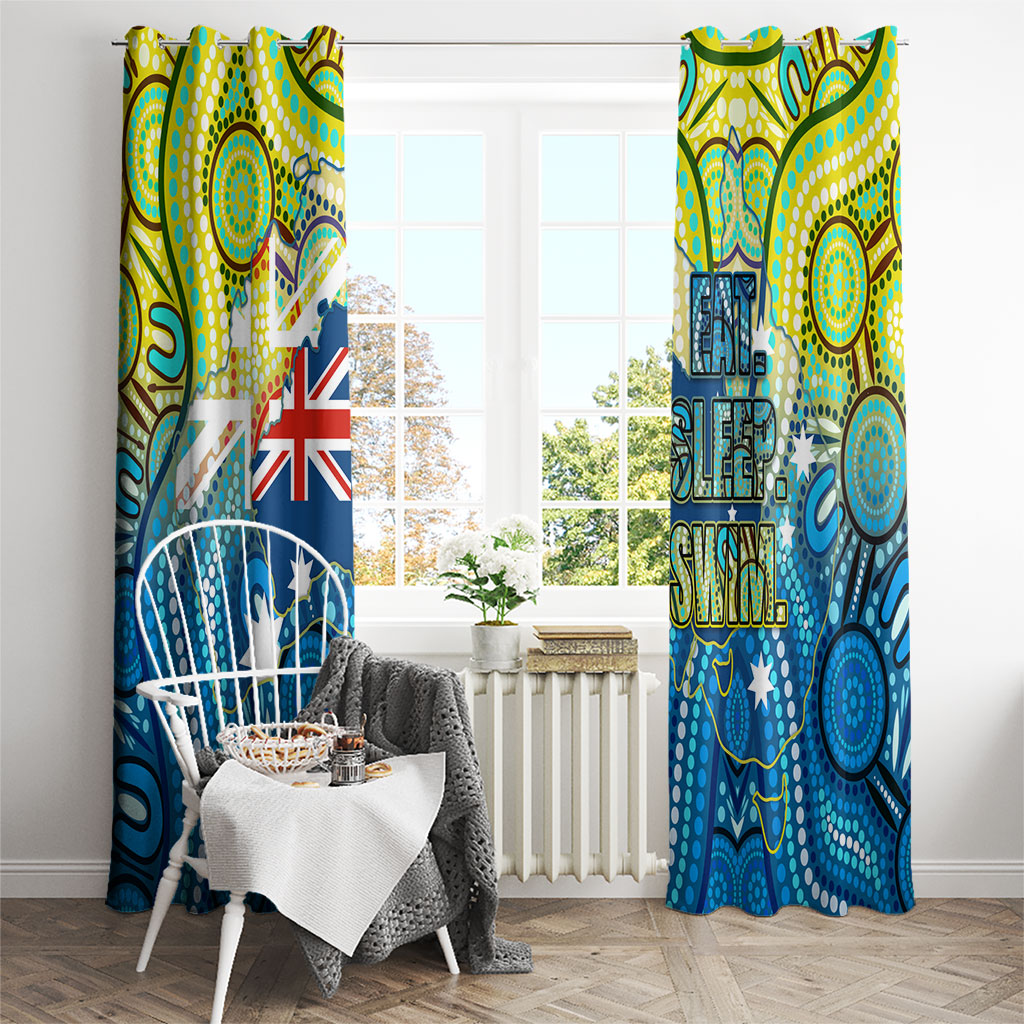 Australia National Swimming Team Window Curtain Aboriginal Dot Art Ocean Wave Pattern