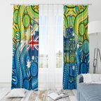 Australia National Swimming Team Window Curtain Aboriginal Dot Art Ocean Wave Pattern