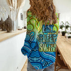 Australia National Swimming Team Women Casual Shirt Aboriginal Dot Art Ocean Wave Pattern