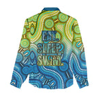 Australia National Swimming Team Women Casual Shirt Aboriginal Dot Art Ocean Wave Pattern