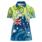Australia National Swimming Team Women Polo Shirt Aboriginal Dot Art Ocean Wave Pattern