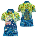 Australia National Swimming Team Women Polo Shirt Aboriginal Dot Art Ocean Wave Pattern