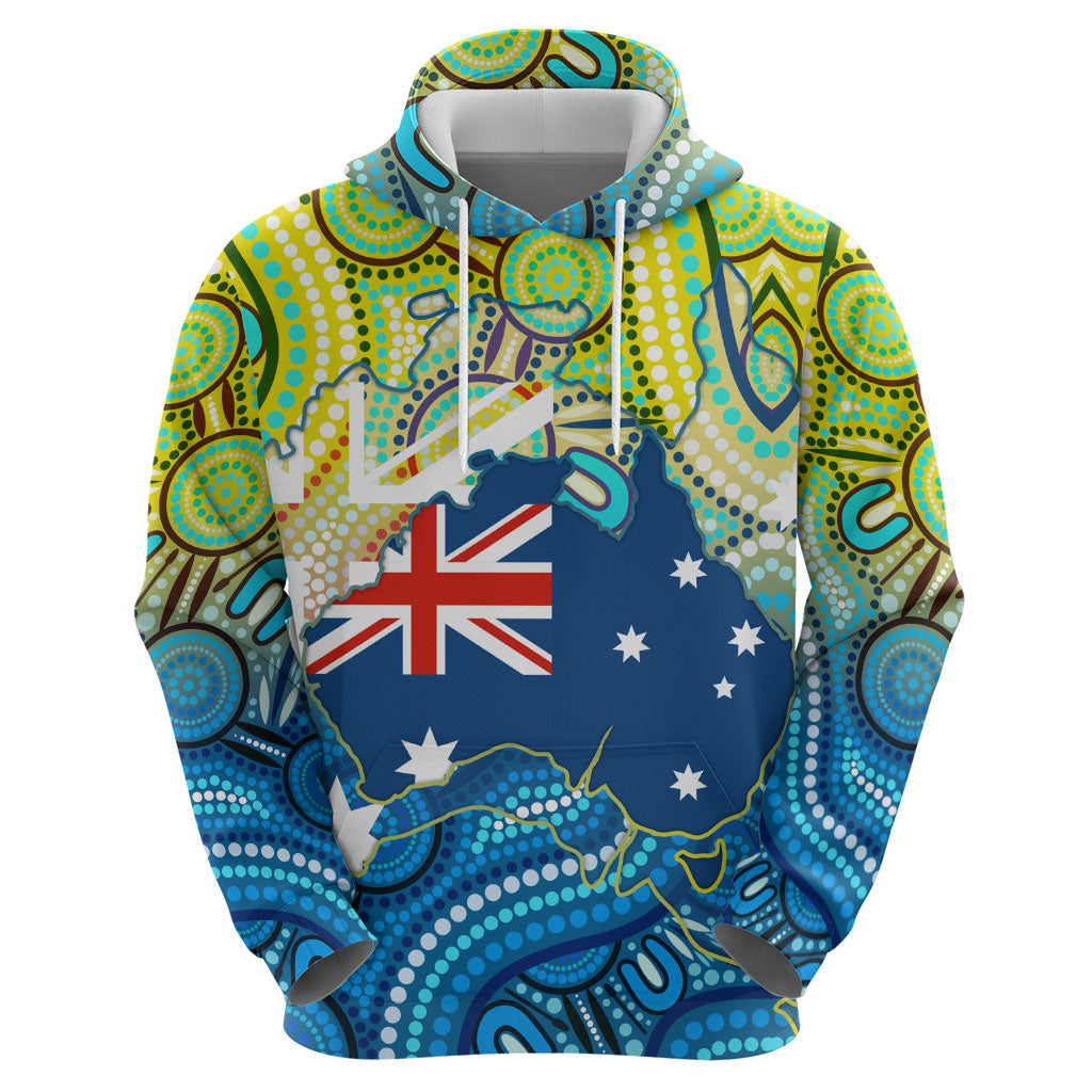Australia National Swimming Team Zip Hoodie Aboriginal Dot Art Ocean Wave Pattern