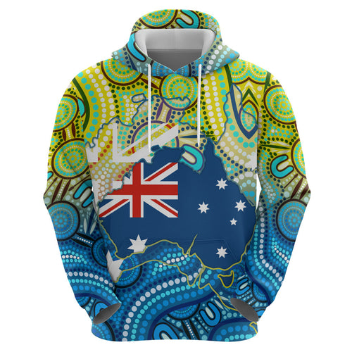 Australia National Swimming Team Zip Hoodie Aboriginal Dot Art Ocean Wave Pattern