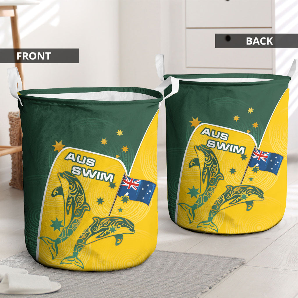 Australia National Swimming Laundry Basket Tribal Dolphin Indigenous Pattern Art