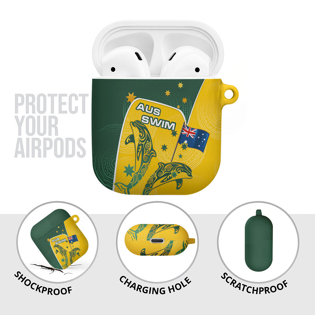 Australia National Swimming AirPods Case Tribal Dolphin Indigenous Pattern Art
