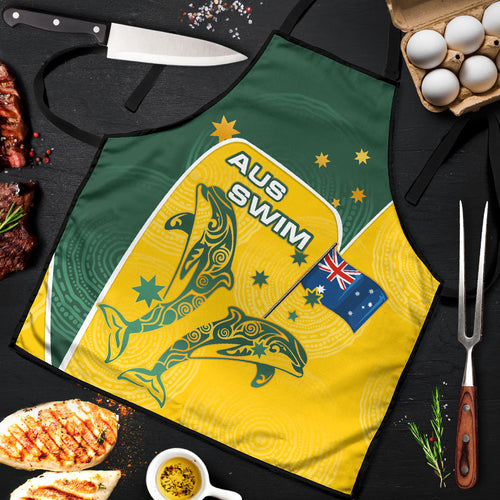 Australia National Swimming Apron Tribal Dolphin Indigenous Pattern Art