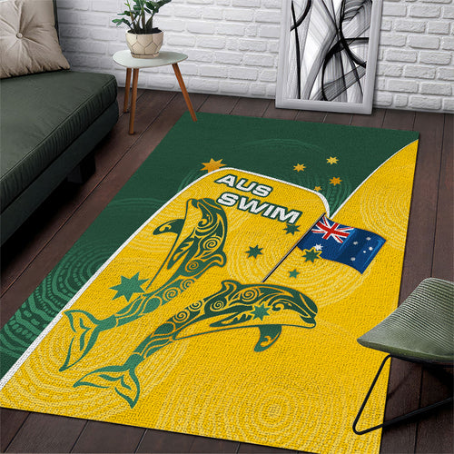 Australia National Swimming Area Rug Tribal Dolphin Indigenous Pattern Art