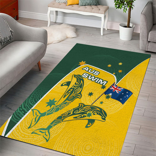 Australia National Swimming Area Rug Tribal Dolphin Indigenous Pattern Art