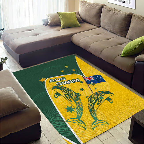 Australia National Swimming Area Rug Tribal Dolphin Indigenous Pattern Art
