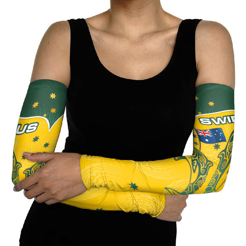 Australia National Swimming Arm Sleeves Tribal Dolphin Indigenous Pattern Art