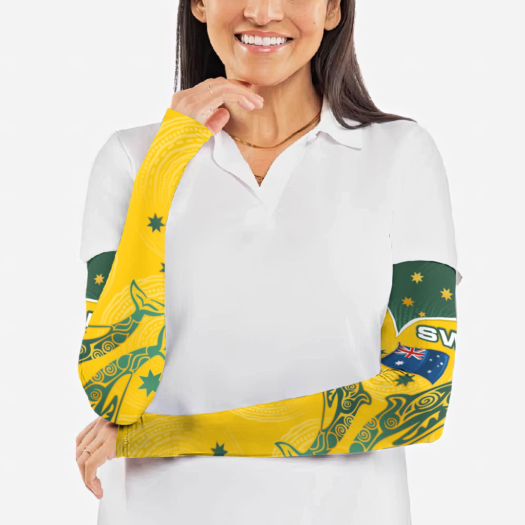 Australia National Swimming Arm Sleeves Tribal Dolphin Indigenous Pattern Art