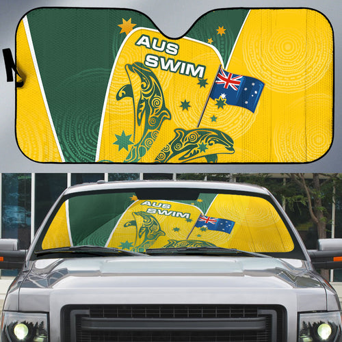 Australia National Swimming Auto Sun Shade Tribal Dolphin Indigenous Pattern Art