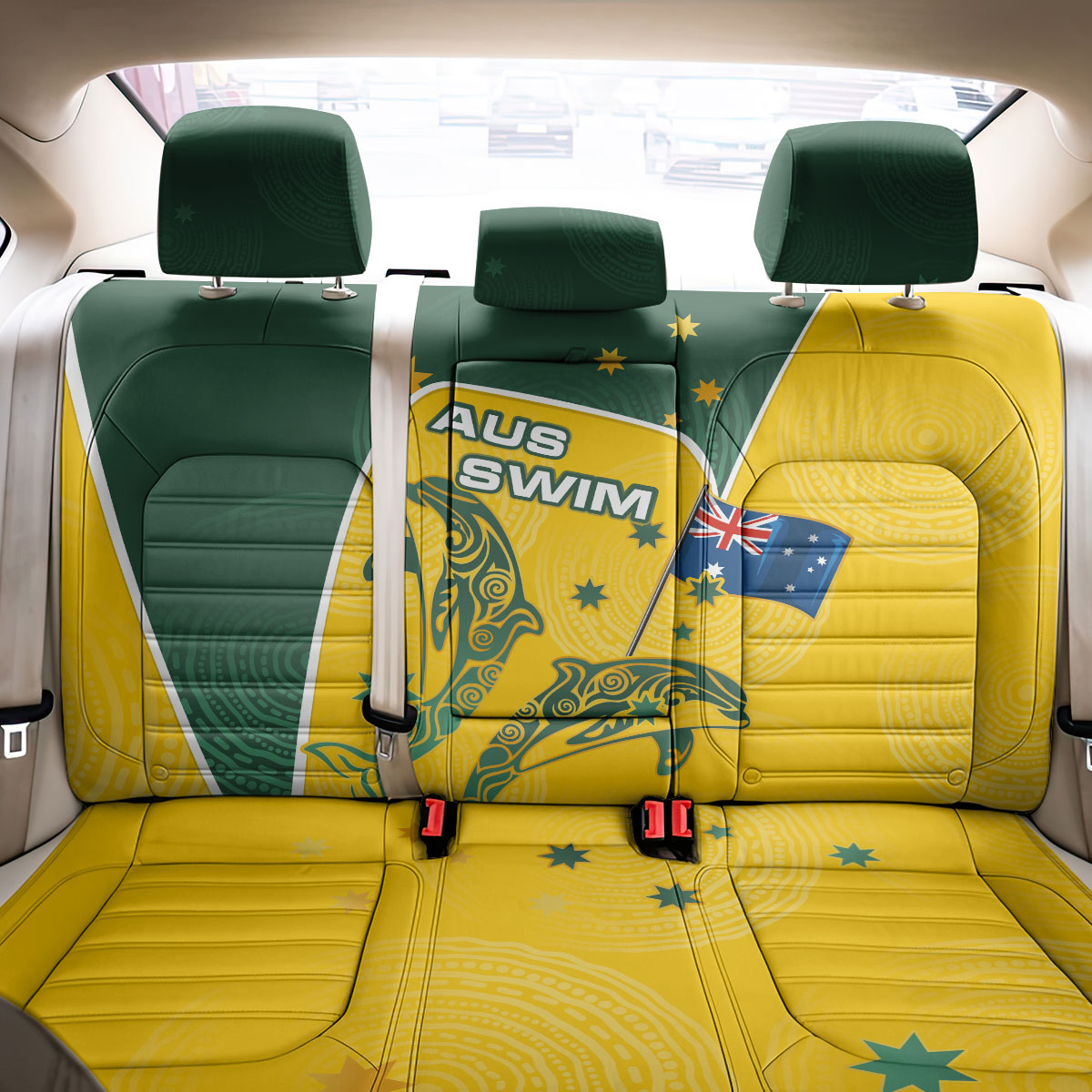 Australia National Swimming Back Car Seat Cover Tribal Dolphin Indigenous Pattern Art