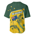 Australia National Swimming Baseball Jersey Tribal Dolphin Indigenous Pattern Art