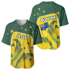 Australia National Swimming Baseball Jersey Tribal Dolphin Indigenous Pattern Art
