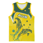 Australia National Swimming Basketball Jersey Tribal Dolphin Indigenous Pattern Art
