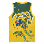 Australia National Swimming Basketball Jersey Tribal Dolphin Indigenous Pattern Art