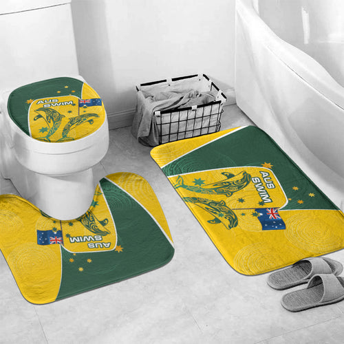Australia National Swimming Bathroom Set Tribal Dolphin Indigenous Pattern Art