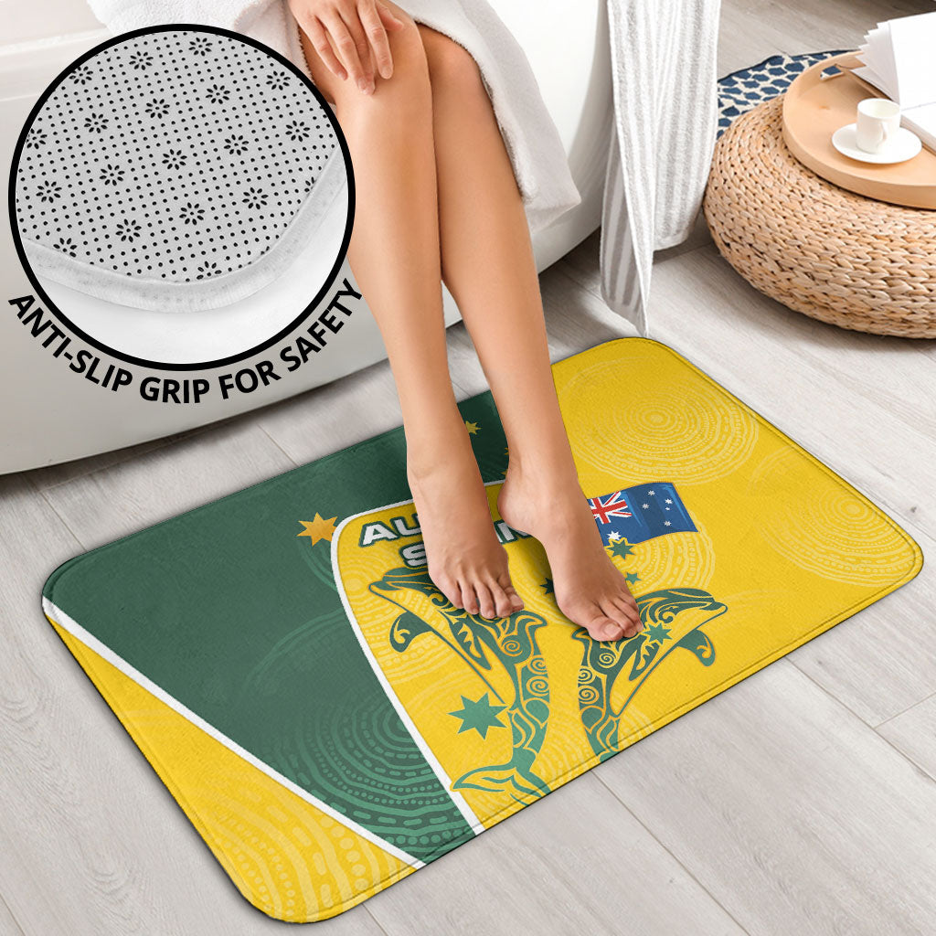 Australia National Swimming Bathroom Set Tribal Dolphin Indigenous Pattern Art