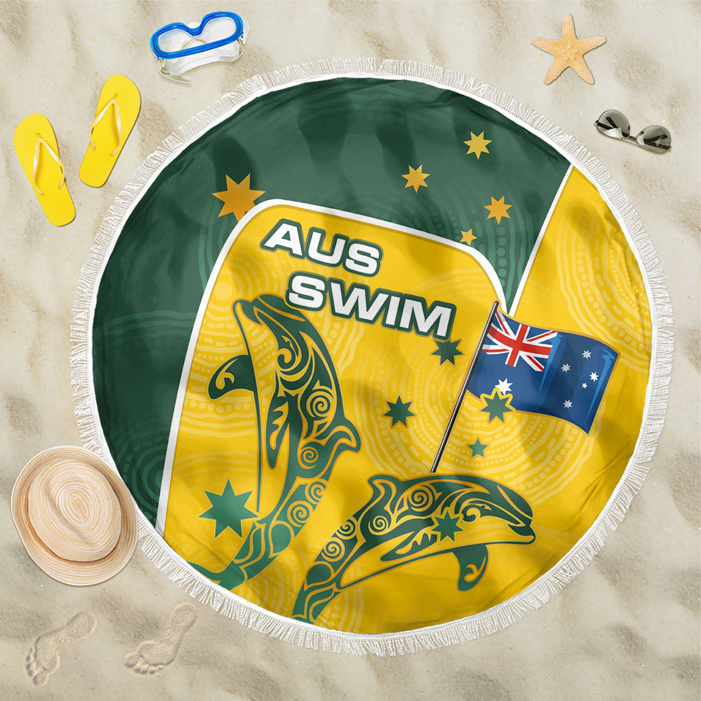 Australia National Swimming Beach Blanket Tribal Dolphin Indigenous Pattern Art