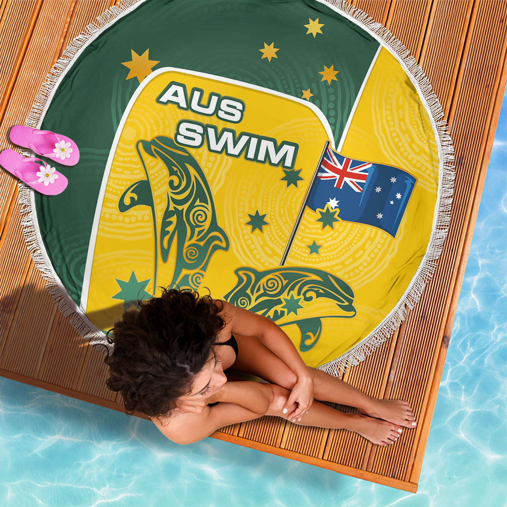 Australia National Swimming Beach Blanket Tribal Dolphin Indigenous Pattern Art