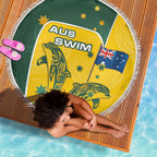 Australia National Swimming Beach Blanket Tribal Dolphin Indigenous Pattern Art