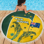 Australia National Swimming Beach Blanket Tribal Dolphin Indigenous Pattern Art