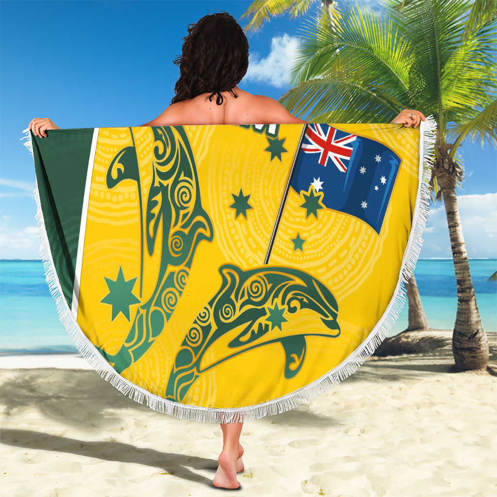 Australia National Swimming Beach Blanket Tribal Dolphin Indigenous Pattern Art