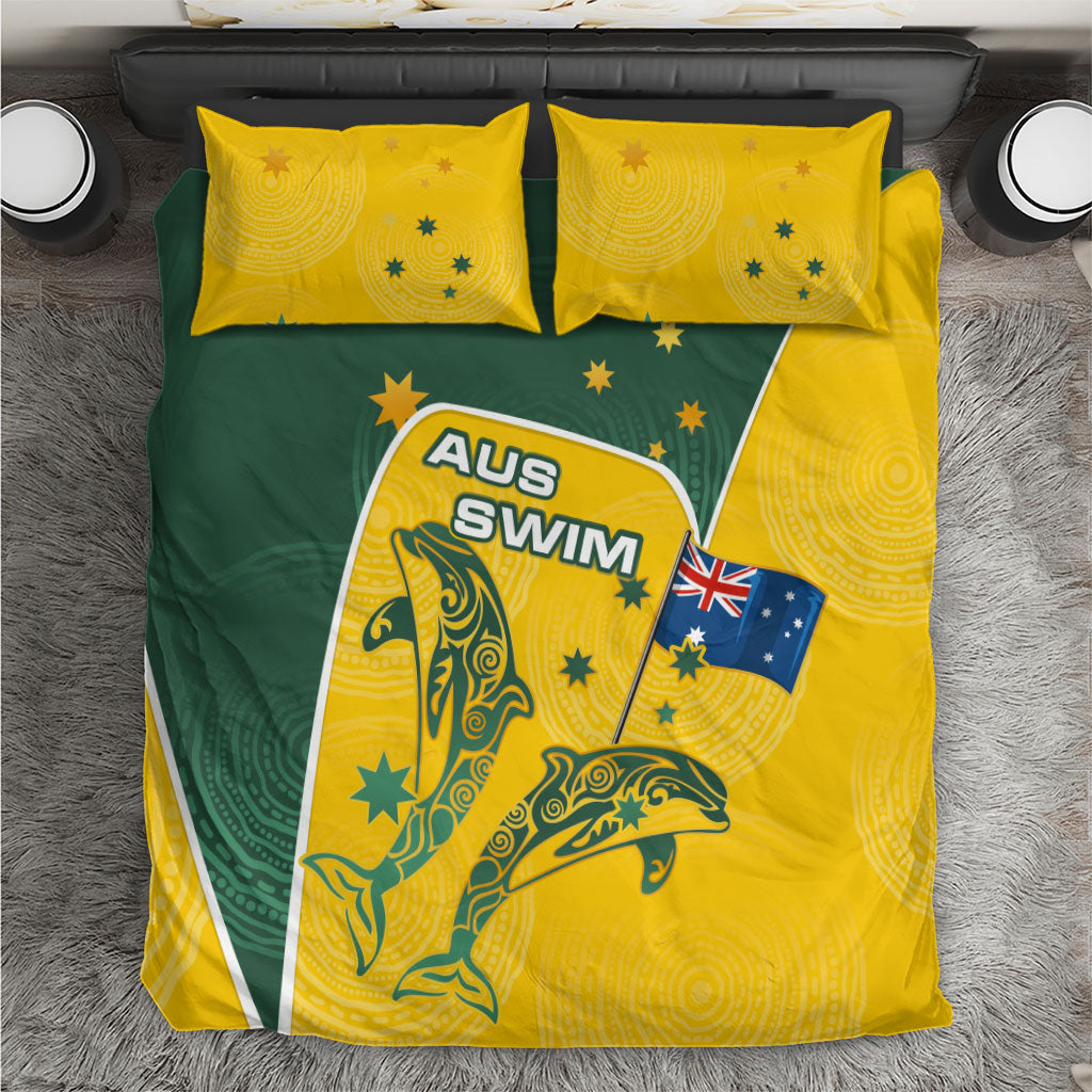 Australia National Swimming Bedding Set Tribal Dolphin Indigenous Pattern Art