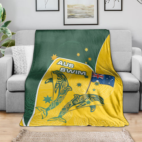 Australia National Swimming Blanket Tribal Dolphin Indigenous Pattern Art