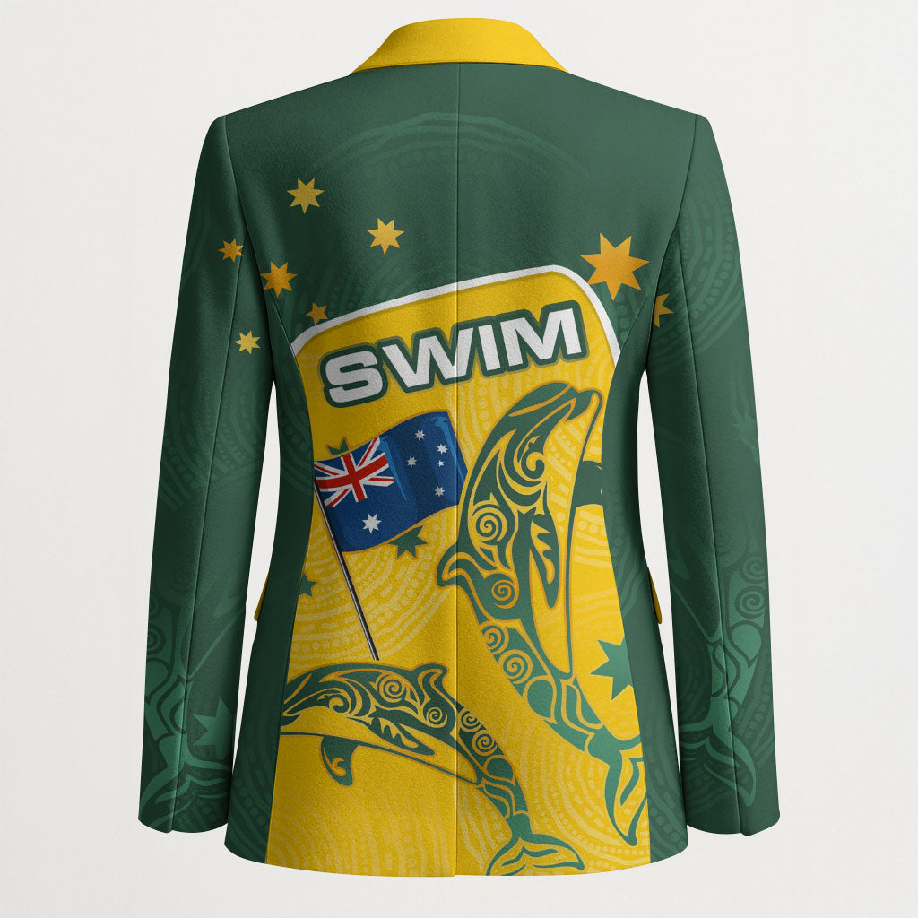 Australia National Swimming Blazer Tribal Dolphin Indigenous Pattern Art