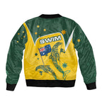Australia National Swimming Bomber Jacket Tribal Dolphin Indigenous Pattern Art