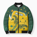 Australia National Swimming Bomber Puffer Jacket Tribal Dolphin Indigenous Pattern Art