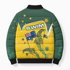 Australia National Swimming Bomber Puffer Jacket Tribal Dolphin Indigenous Pattern Art