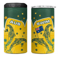 Australia National Swimming 4 in 1 Can Cooler Tumbler Tribal Dolphin Indigenous Pattern Art