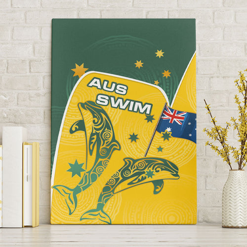 Australia National Swimming Canvas Wall Art Tribal Dolphin Indigenous Pattern Art