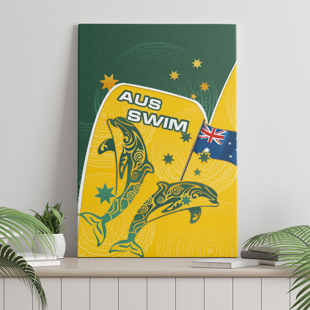 Australia National Swimming Canvas Wall Art Tribal Dolphin Indigenous Pattern Art