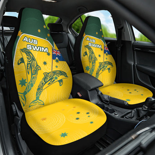 Australia National Swimming Car Seat Cover Tribal Dolphin Indigenous Pattern Art