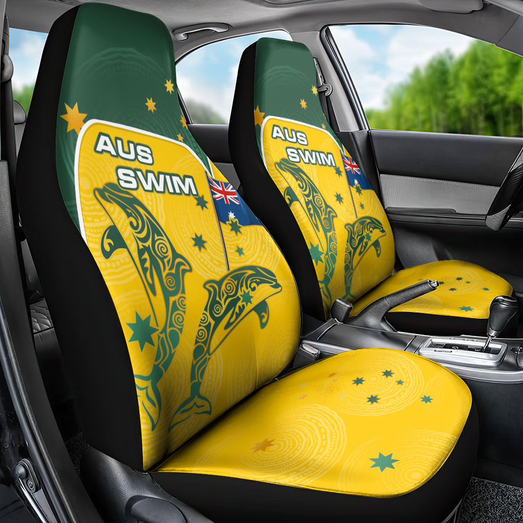 Australia National Swimming Car Seat Cover Tribal Dolphin Indigenous Pattern Art