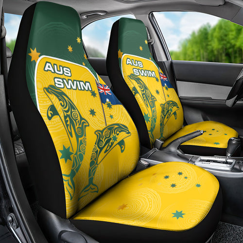 Australia National Swimming Car Seat Cover Tribal Dolphin Indigenous Pattern Art